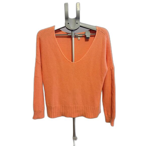 Lucky Brand Sweaters - Lucky Brand Knit V-Neck Coral Long Sleeve Sweater Medium Bright Cozy Fun